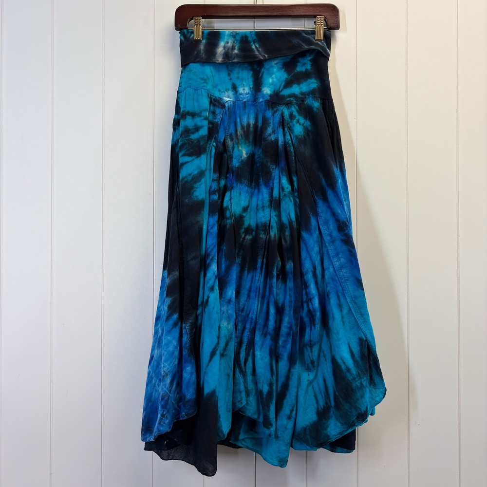Solitaire Boho Tie Dye Foldover Skirt Women Size S Hippie Folk Festival Summer